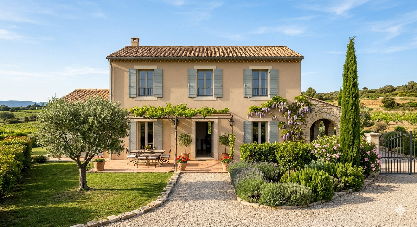 Façade de mas provençal rénovée — Pro Tech Peinture